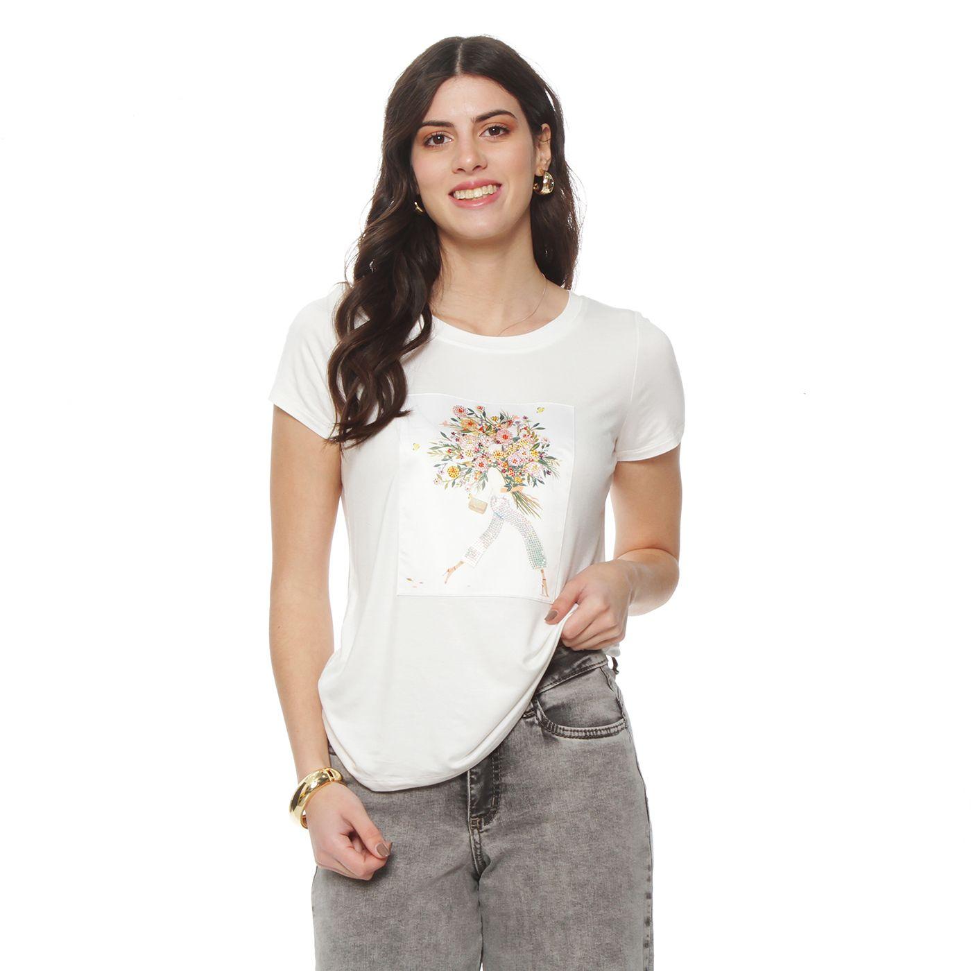Polera   Manga Corta Escote  Redondo Con Estampado-3