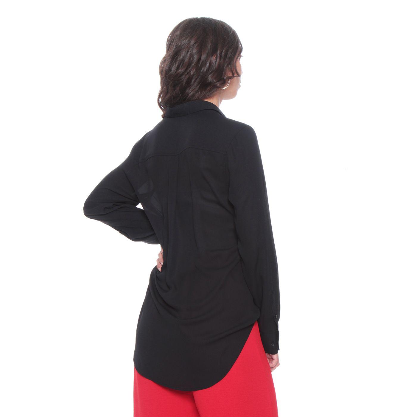 Blusa M/l Abotonada En Delantero Y Bolsillos Con Tapeta-5