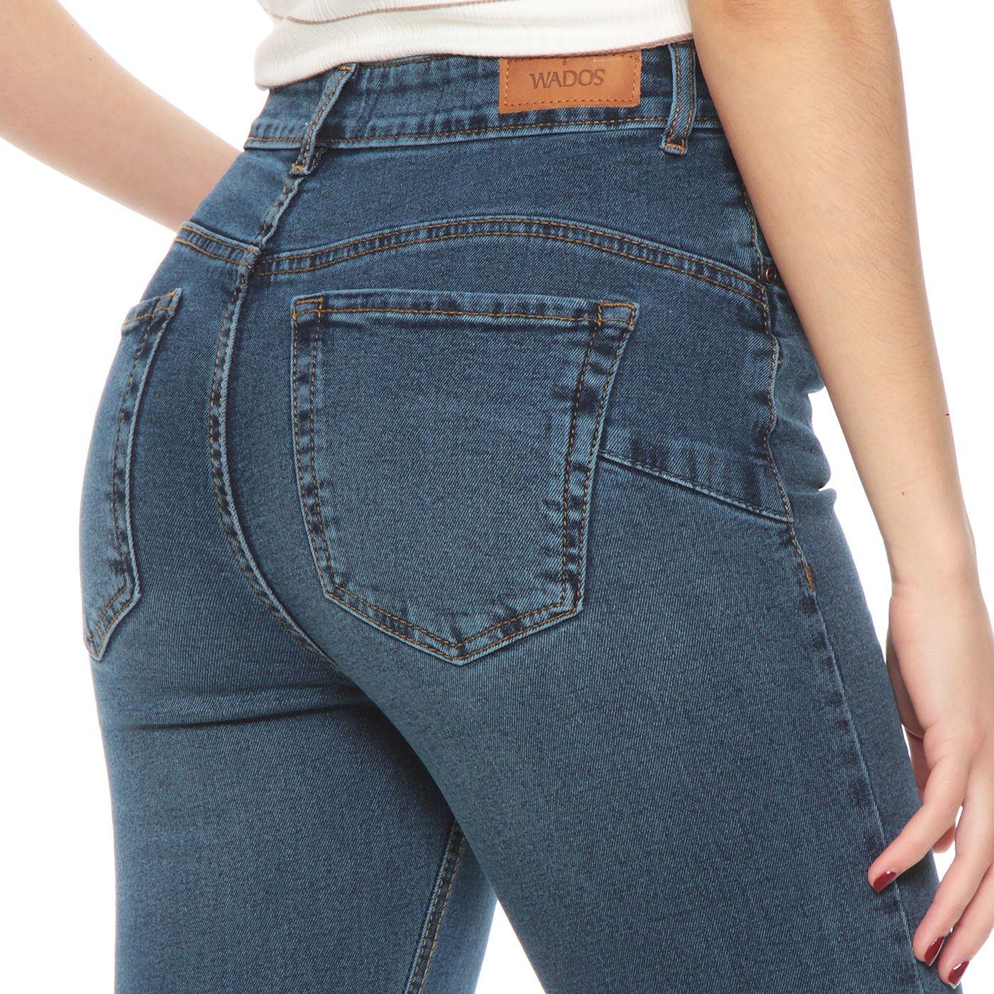 Jeans Flare Tiro Alto Pretina Basica 1 Boton-5
