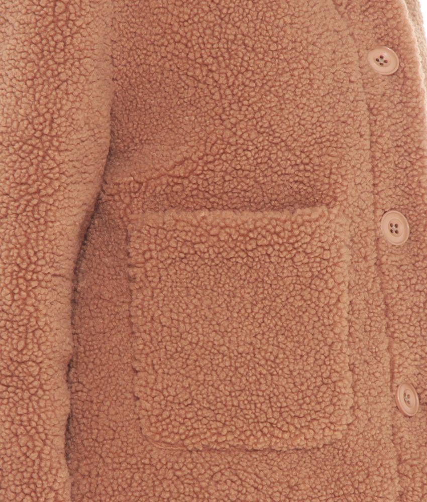 Chaqueta Manga Larga Solido De Piel Sintetica-3