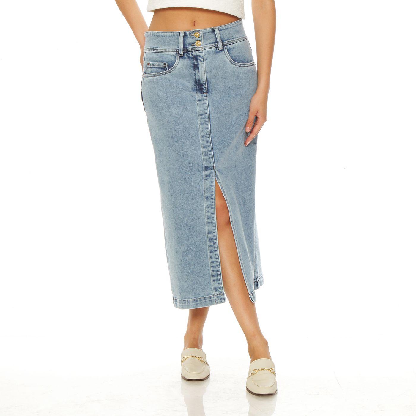 Falda Denim Tiro Alto Push Up Pretna 2 Botones-0