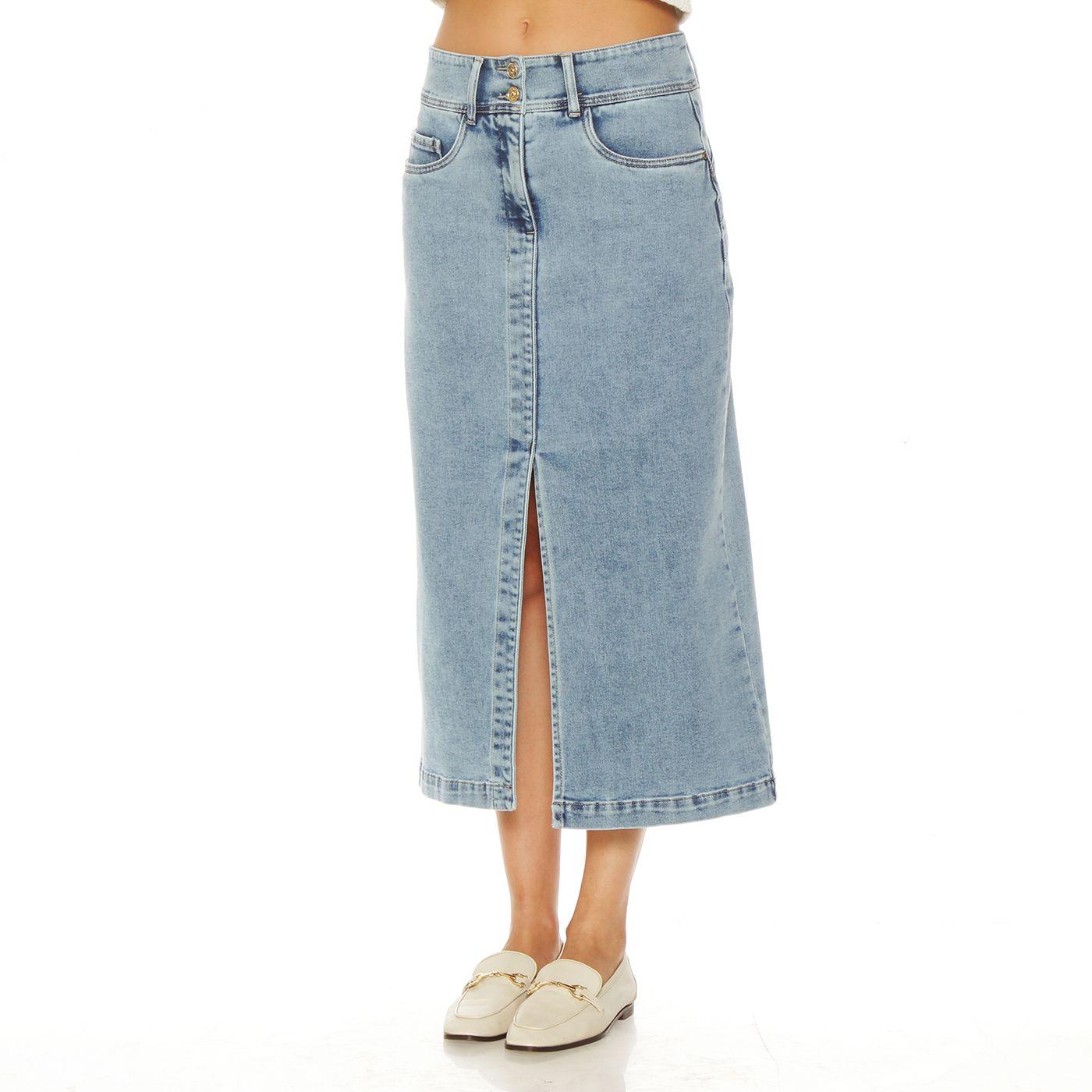 Falda Denim Tiro Alto Push Up Pretna 2 Botones-2