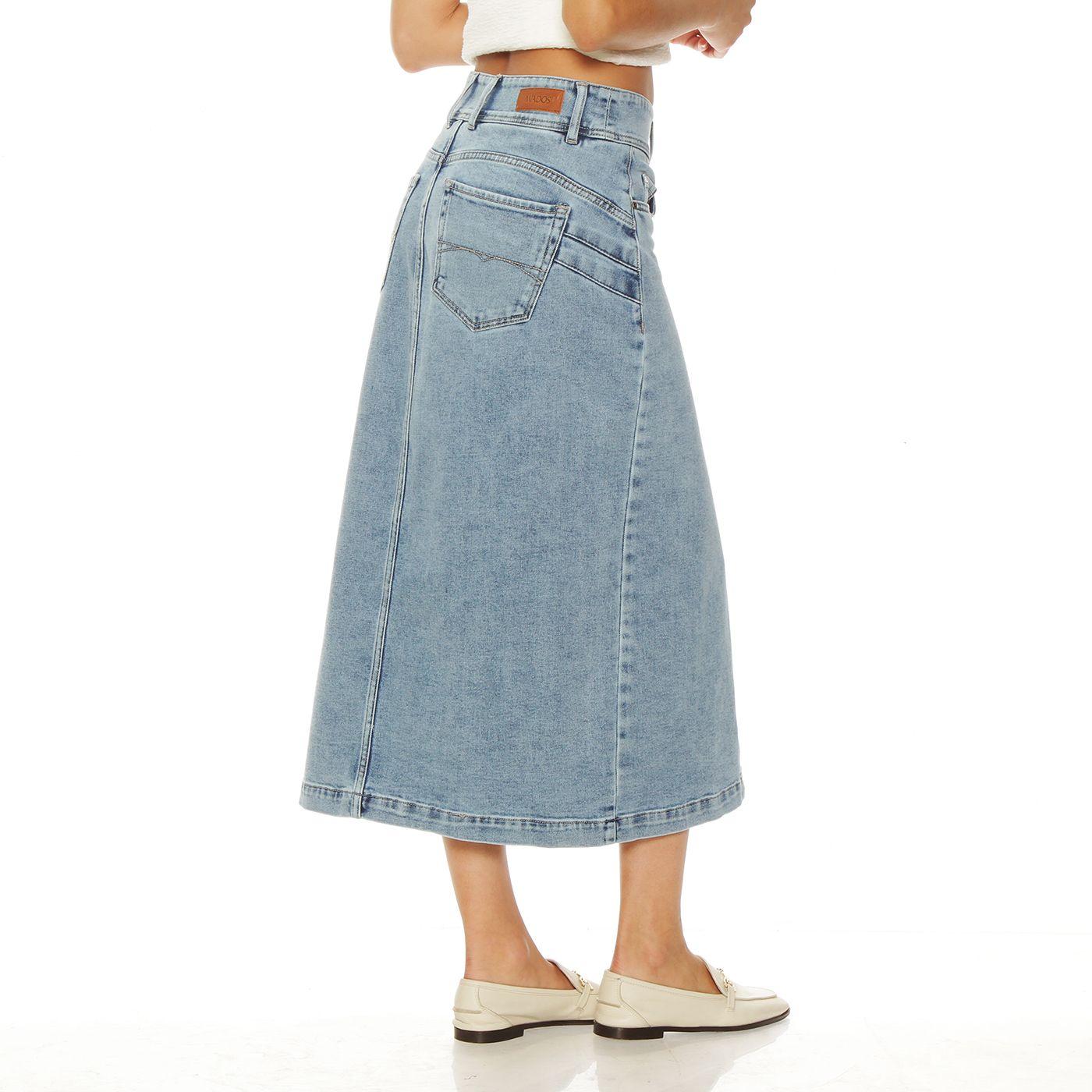 Falda Denim Tiro Alto Push Up Pretna 2 Botones-3