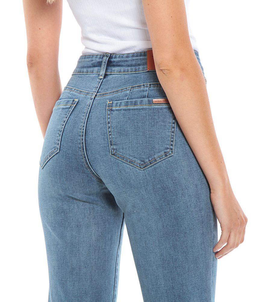 Jeans Recto Tiro Alto Push In Push Up Pretina Basica Un Boton-8