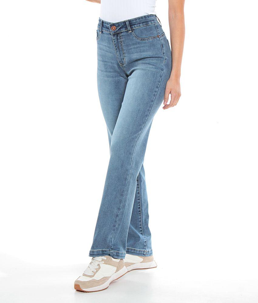 Jeans Recto Tiro Alto Push In Push Up Pretina Basica Un Boton-2