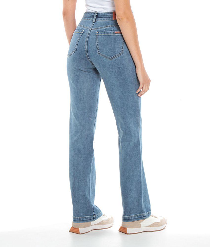 Jeans Recto Tiro Alto Push In Push Up Pretina Basica Un Boton-6