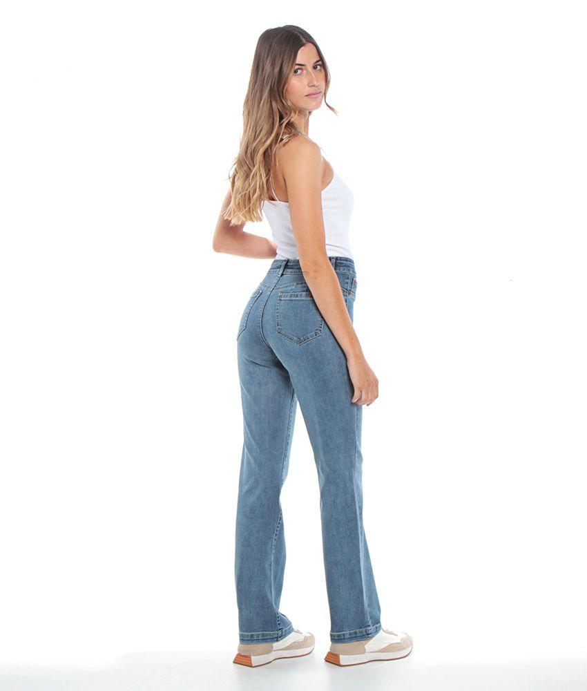 Jeans Recto Tiro Alto Push In Push Up Pretina Basica Un Boton-9
