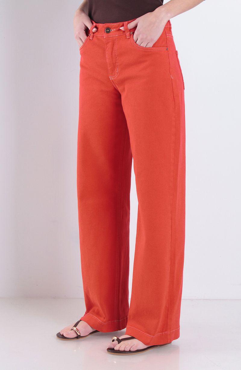Jeans Wide Leg Tiro Alto Pretina Basica 1 Boton-2