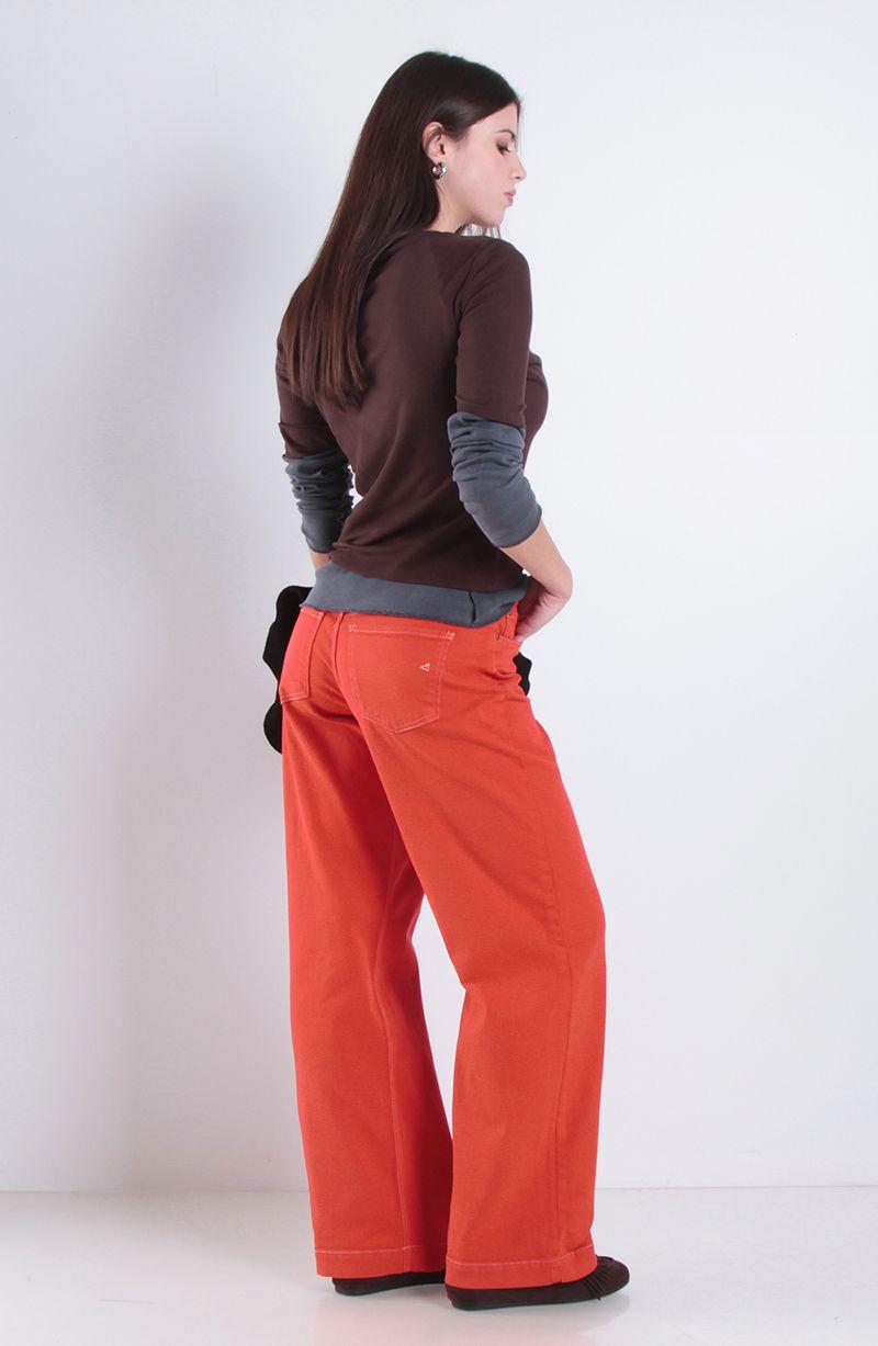 Jeans Wide Leg Tiro Alto Pretina Basica 1 Boton-9