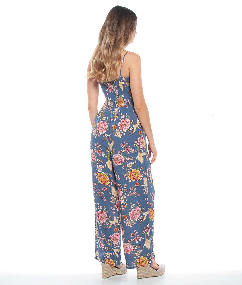 Enterito Sin Manga Tirantes Estampado Floral Escote Corazon-1