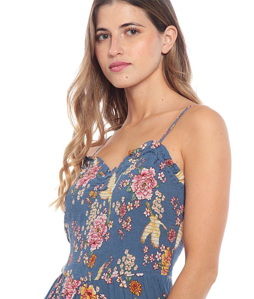 Enterito Sin Manga Tirantes Estampado Floral Escote Corazon-2