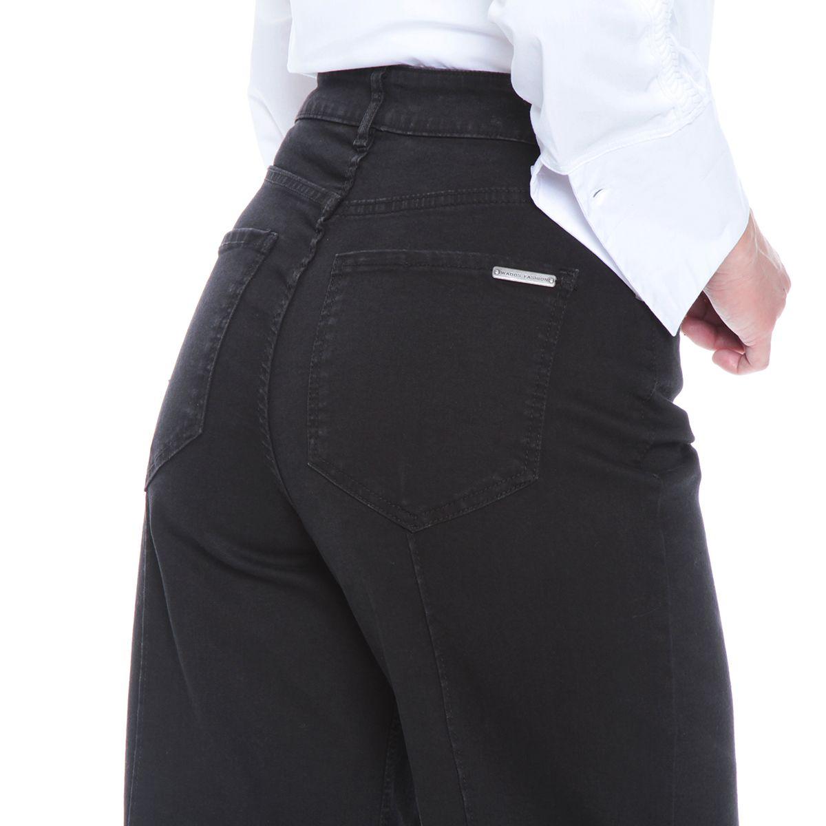 Jeans Recto Tiro Alto Pretina Basica 1 Boton Alforza-5