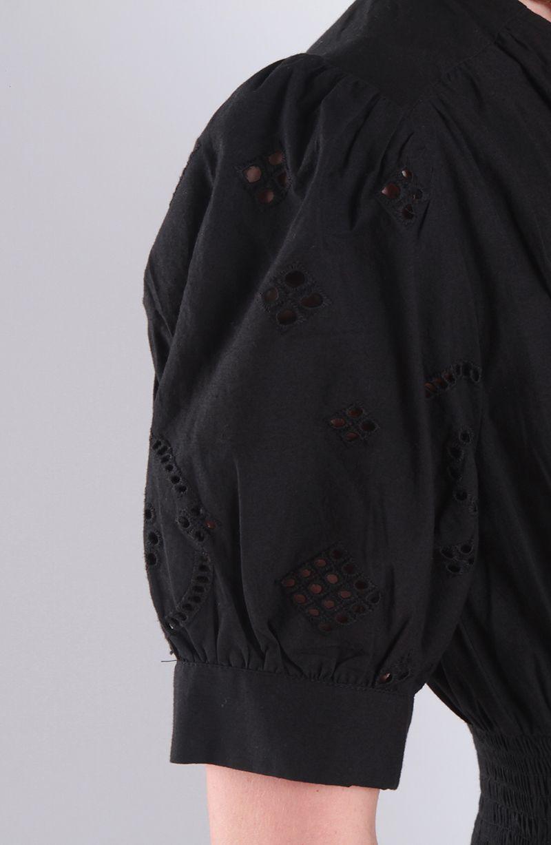 Vestido Manga Corta Escote V Con Aplicacion Brodery-3