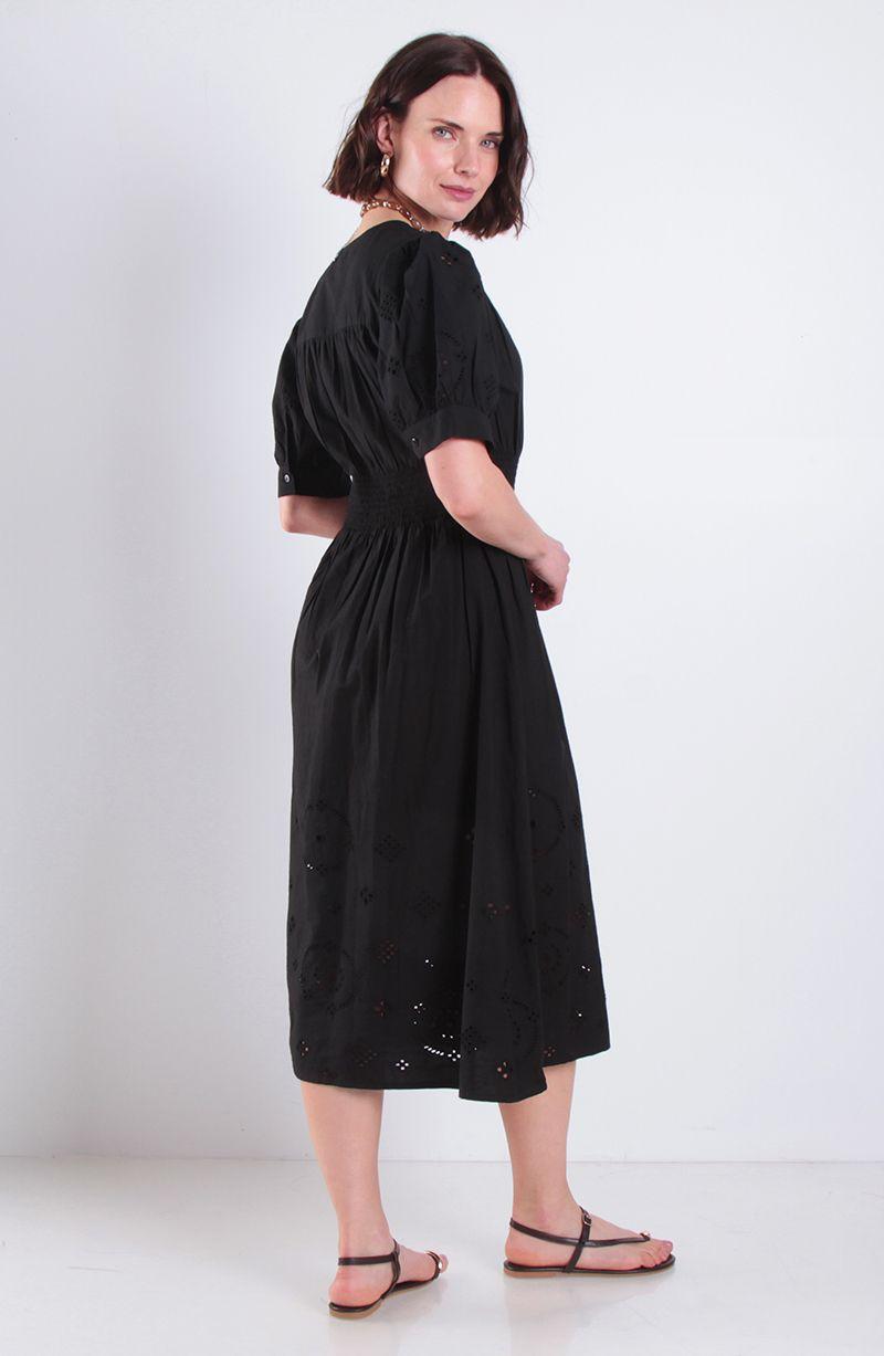 Vestido Manga Corta Escote V Con Aplicacion Brodery-5