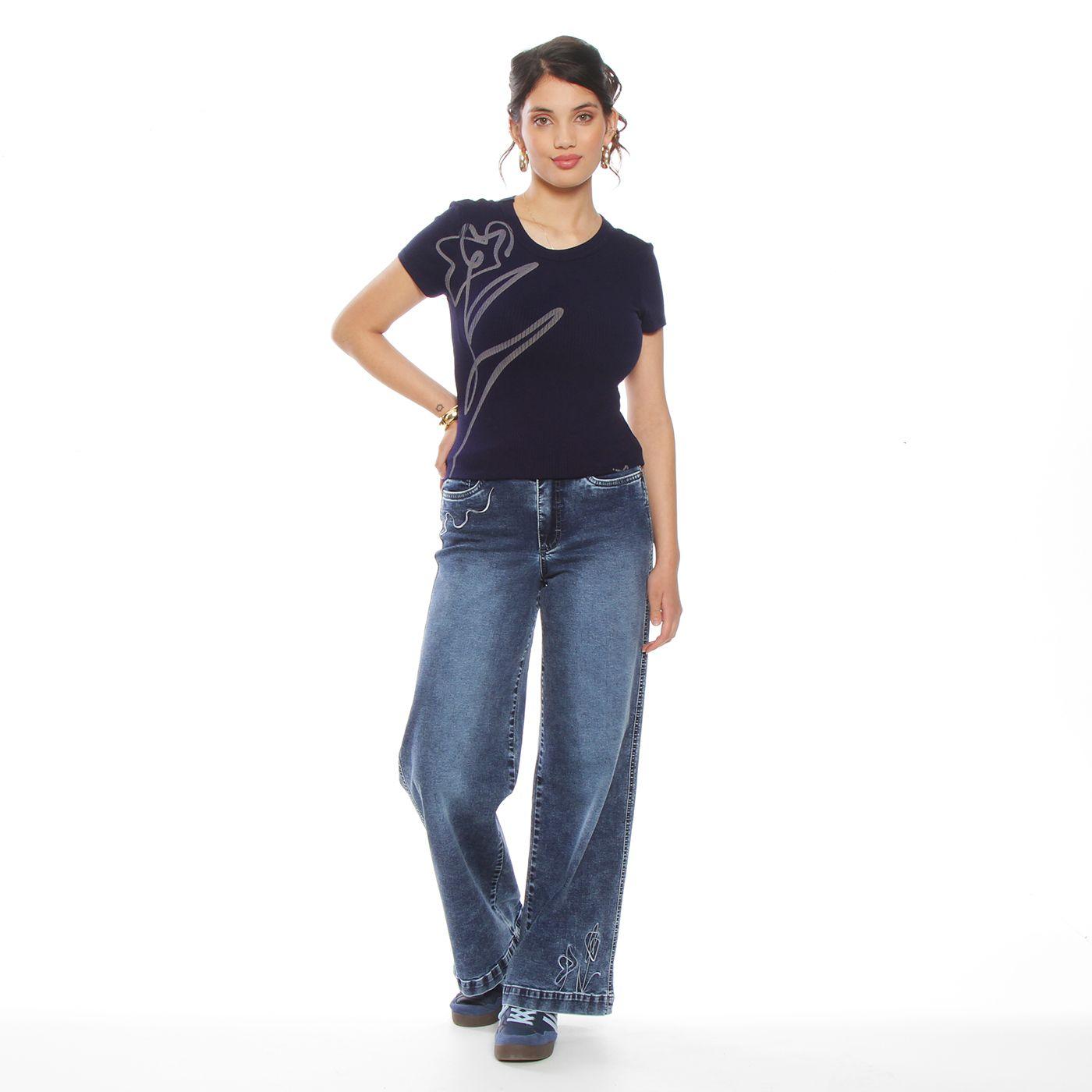 Polera Solid  Manga Corta Flor Laser-4