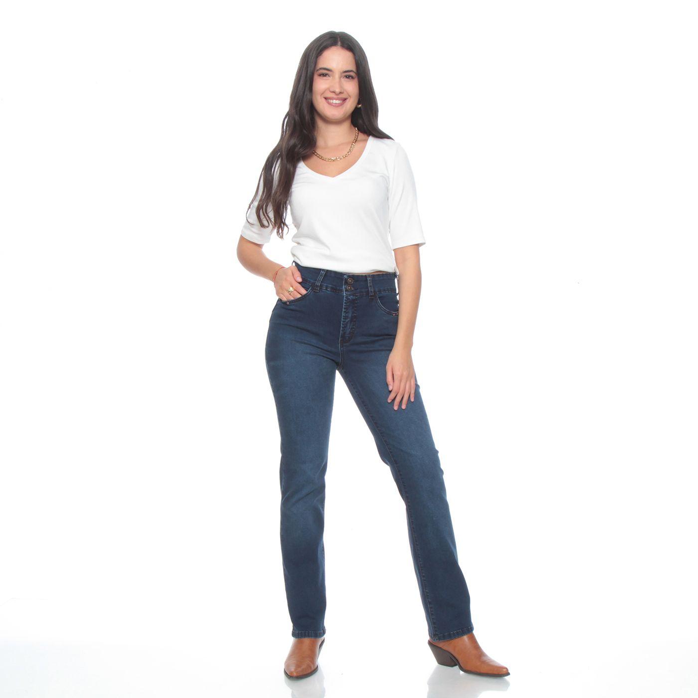 Jeans Slim Tiro Alto Pretina 2 Botones Aplicacion Tachas-3