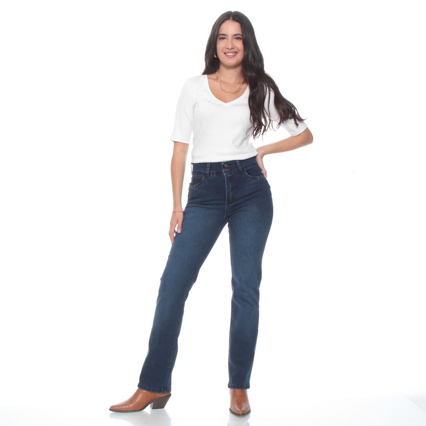 Jeans Slim Tiro Alto Pretina 2 Botones Aplicacion Tachas-4