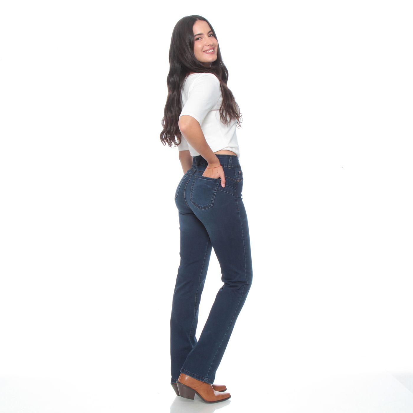 Jeans Slim Tiro Alto Pretina 2 Botones Aplicacion Tachas-6