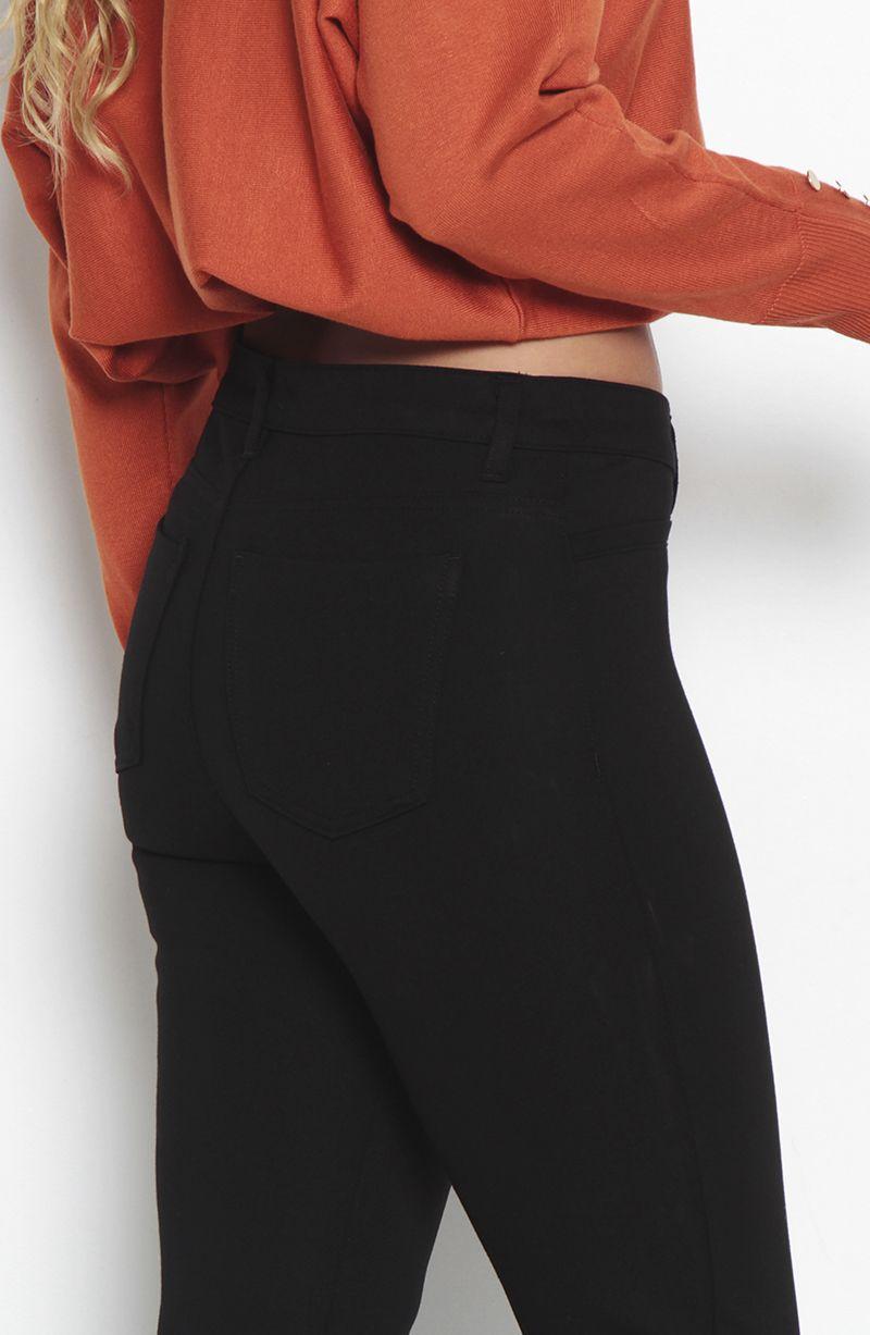 Ponte Recto Tiro Alto Pretina Basica Un Boton Bolsillos Falsos-2