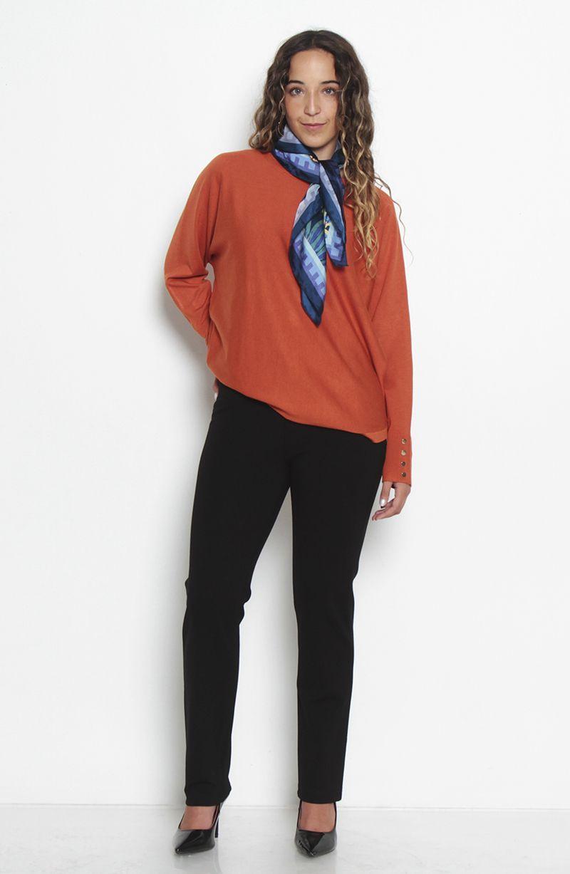 Ponte Recto Tiro Alto Pretina Basica Un Boton Bolsillos Falsos-6