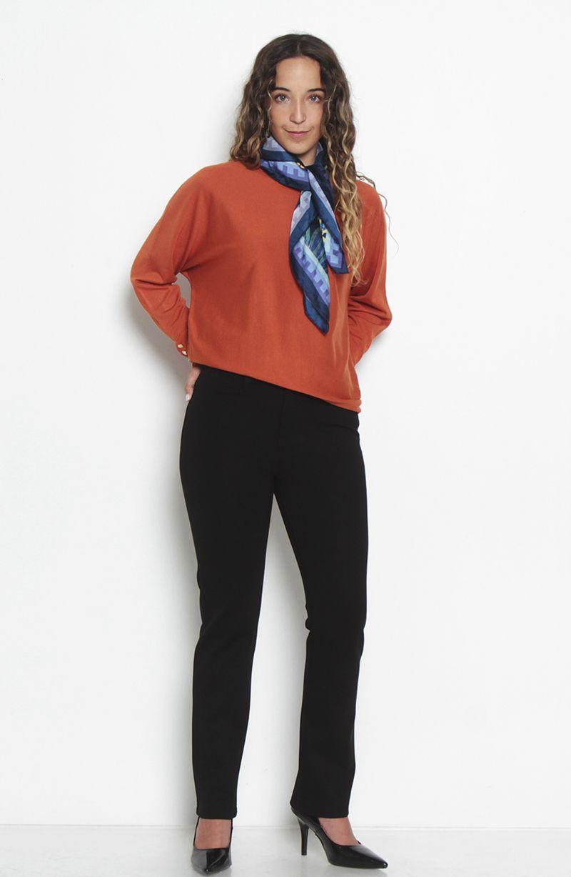 Ponte Recto Tiro Alto Pretina Basica Un Boton Bolsillos Falsos-8