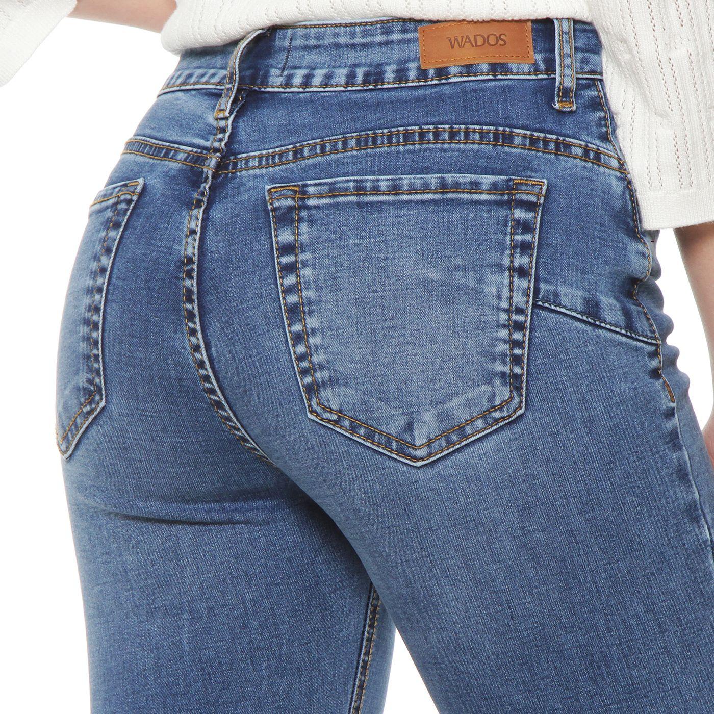 Jeans Flare Tiro  Alto Pretina Basica 1 Boton-5