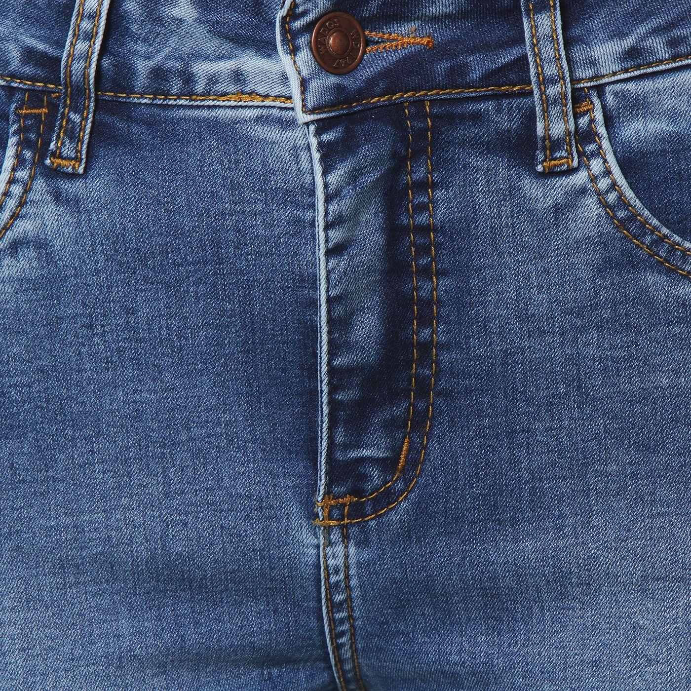 Jeans Flare Tiro  Alto Pretina Basica 1 Boton-7