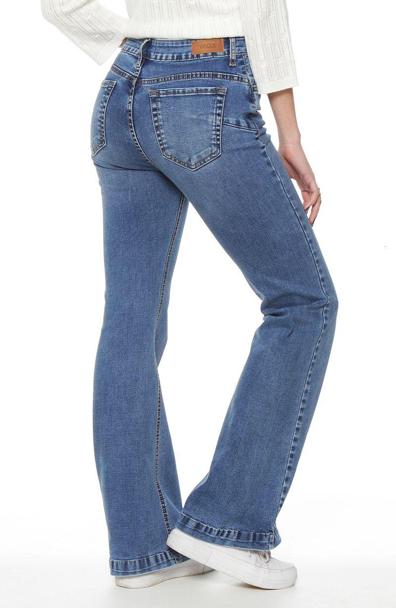 Jeans Flare Tiro  Alto Pretina Basica 1 Boton-6