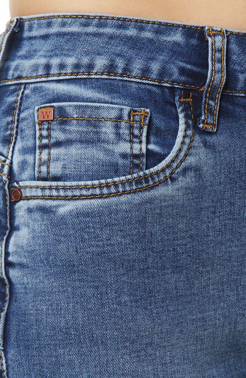 Jeans Flare Tiro  Alto Pretina Basica 1 Boton-8