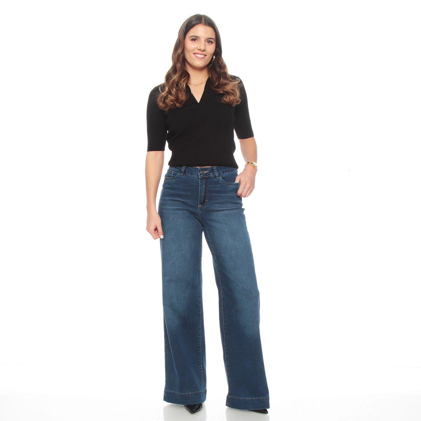 Jeans Wide Leg Tiro Alto Pretina 1 Boton-3