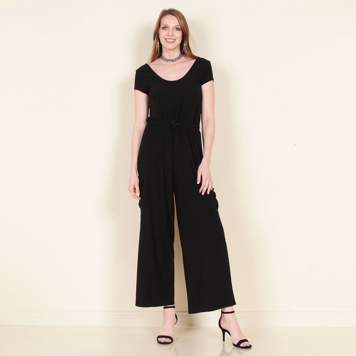 Enterito Cargo Manga Corta Escote Redondo Con Cintura Ajustable-0