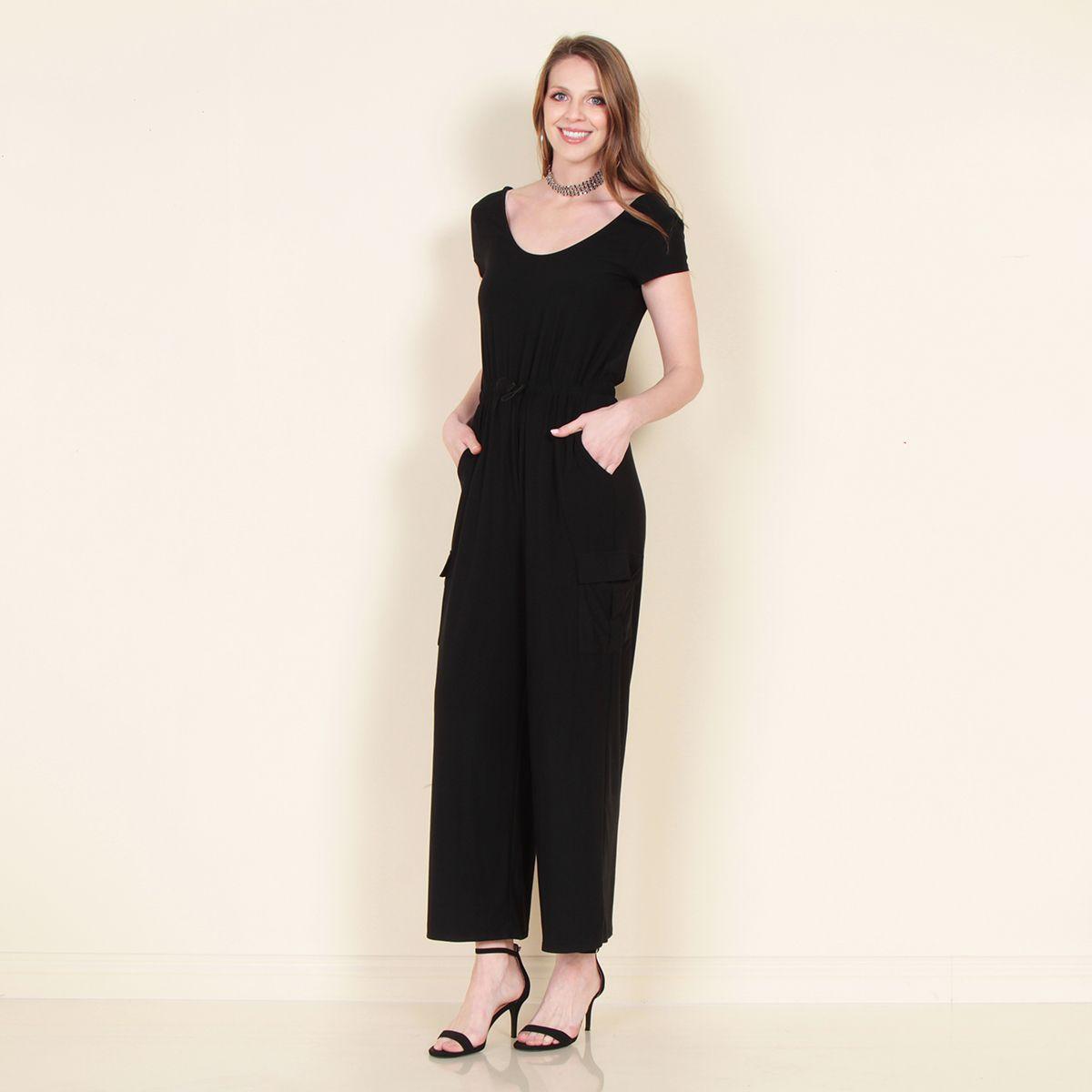 Enterito Cargo Manga Corta Escote Redondo Con Cintura Ajustable-3