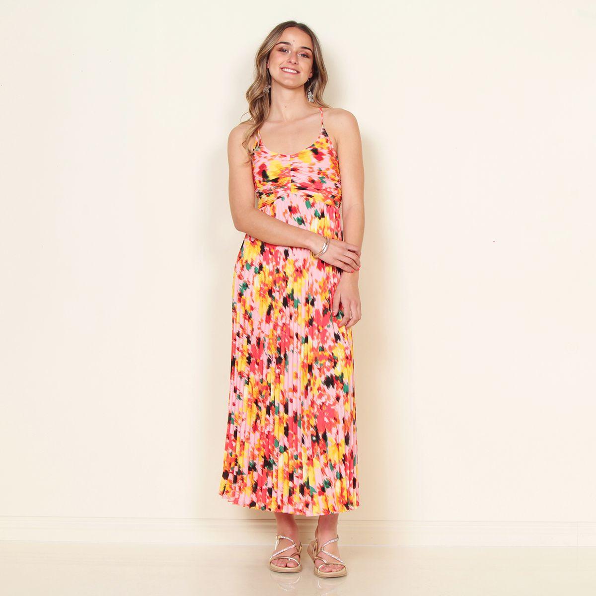 Vestido Sin Manga Estampado Cuello Redondo-0