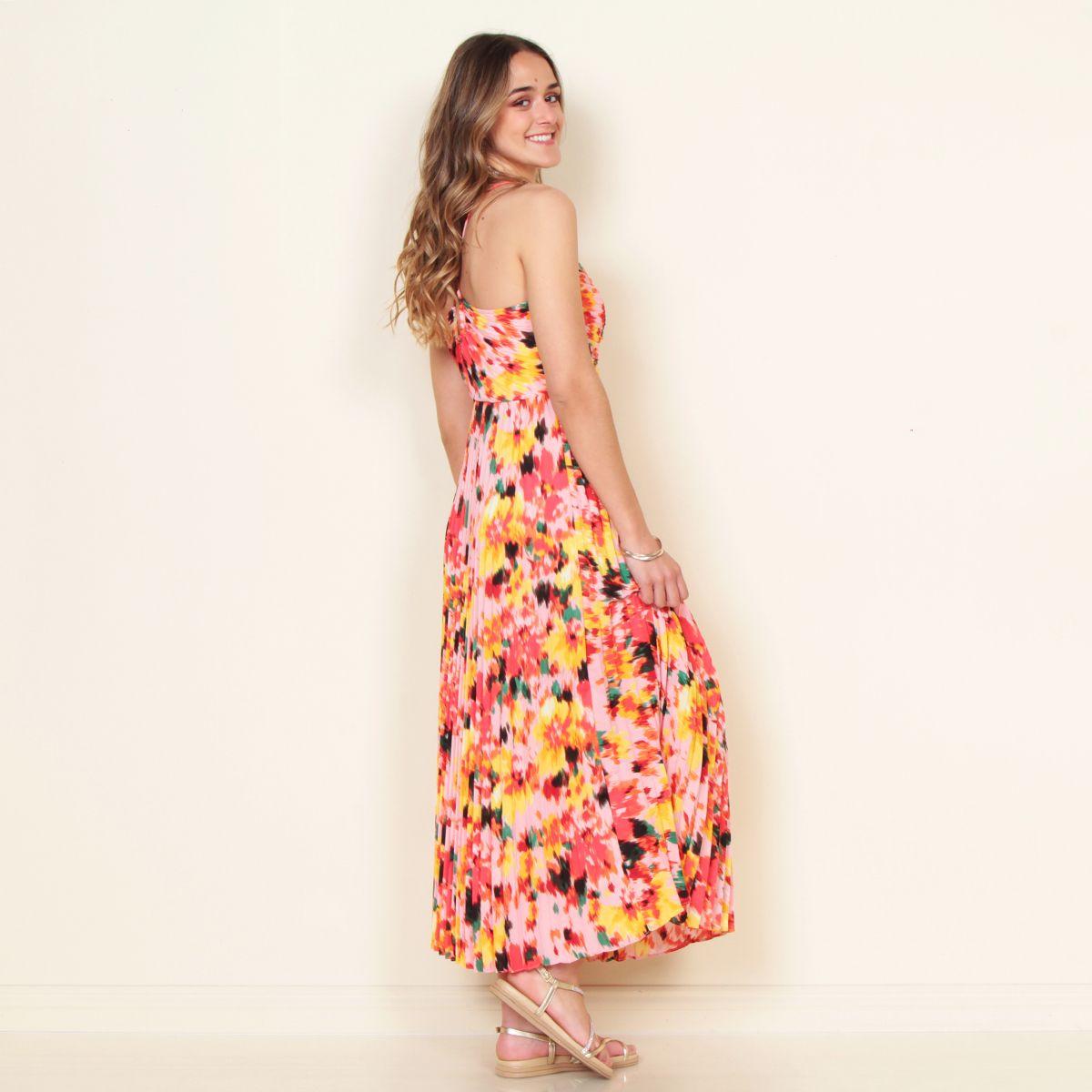 Vestido Sin Manga Estampado Cuello Redondo-1