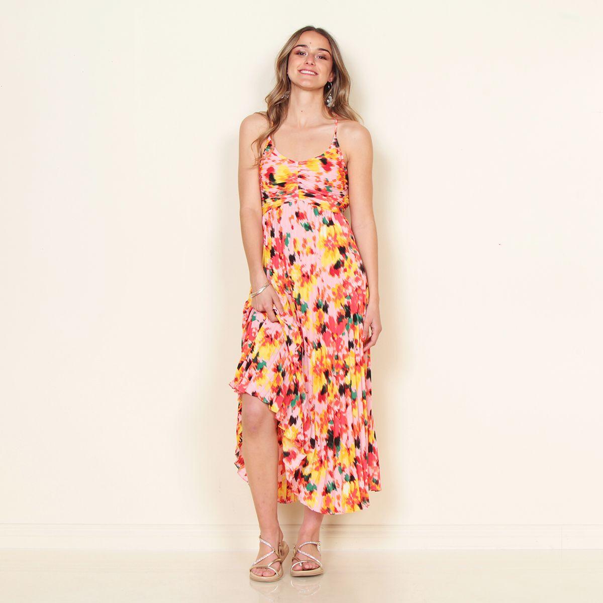 Vestido Sin Manga Estampado Cuello Redondo-3