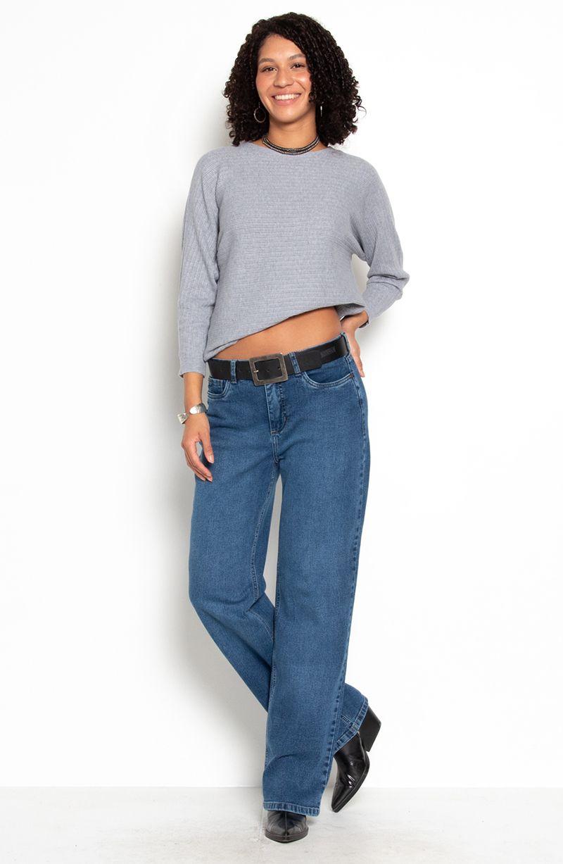 Jeans Wide Tiro Medio Pretina Basica 2 Boton-6