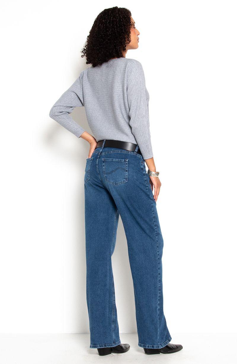 Jeans Wide Tiro Medio Pretina Basica 2 Boton-7