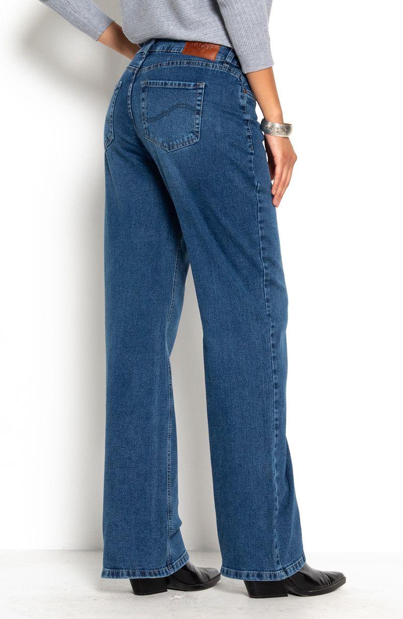 Jeans Wide Tiro Medio Pretina Basica 2 Boton-8