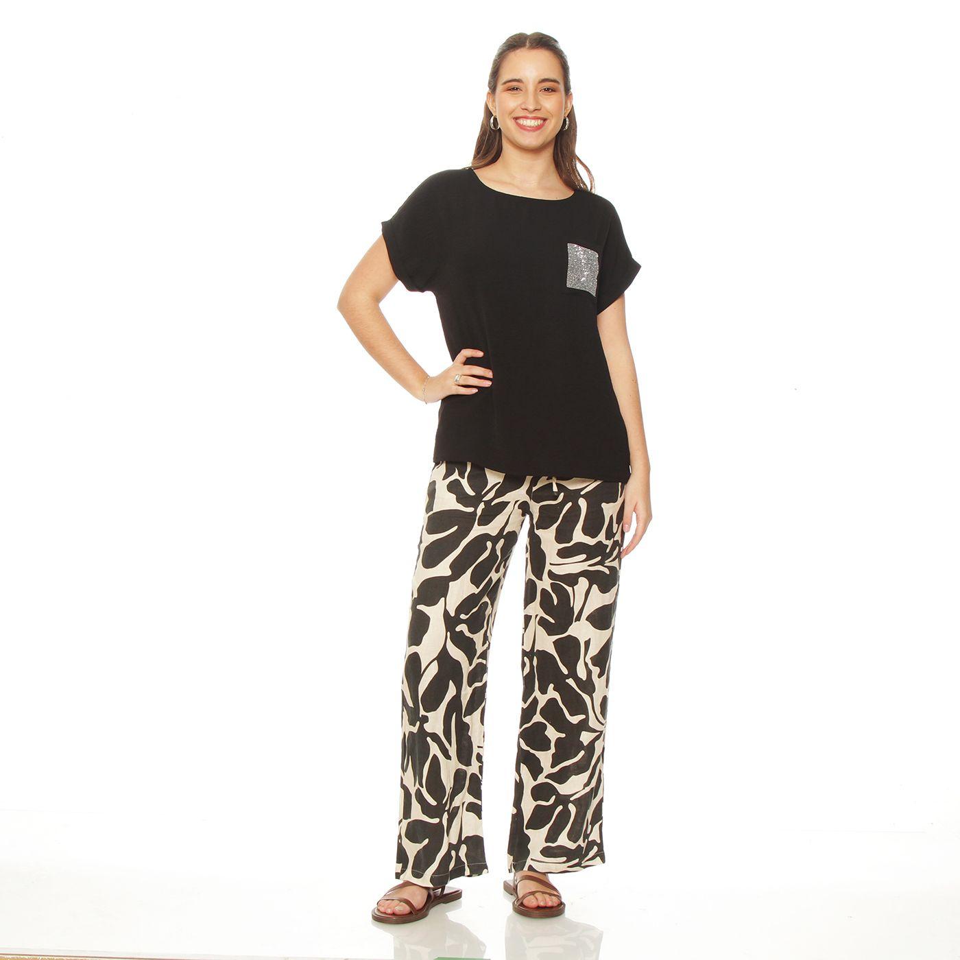 Blusa Manga Corta Solido Escote  Redondo-4