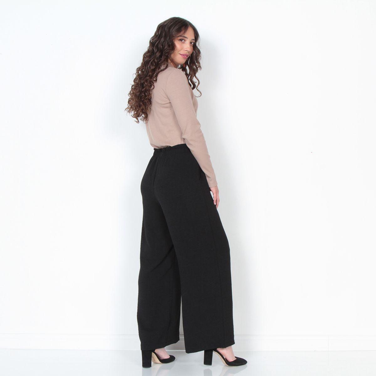 Pantalon Wide Leg Tiro Alto Pretina Elasticada-5