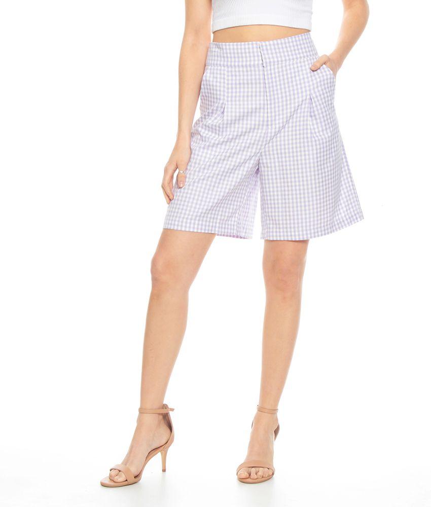 Short Escoces Bolsillo Delantero Y Pinzas Pretina Con Gancho-0