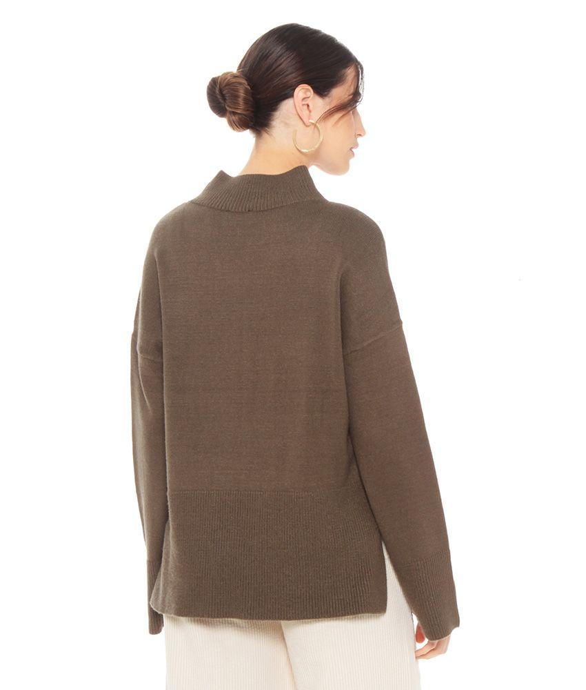 Sweater Manga Larga Cuello Alto Solido-4
