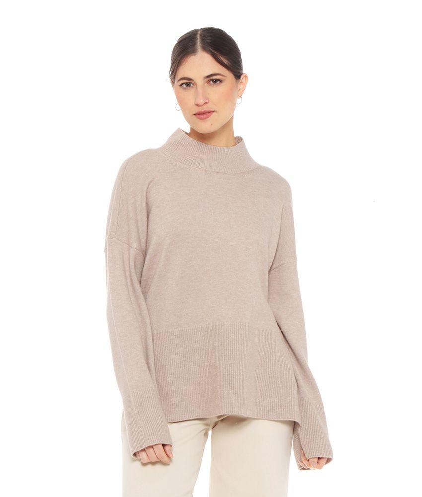 Sweater Manga Larga Cuello Alto Solido-0