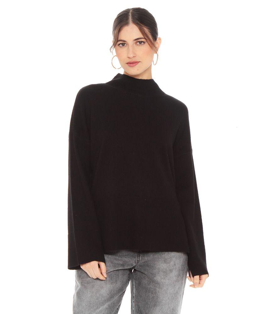 Sweater Manga Larga Cuello Alto Solido-0