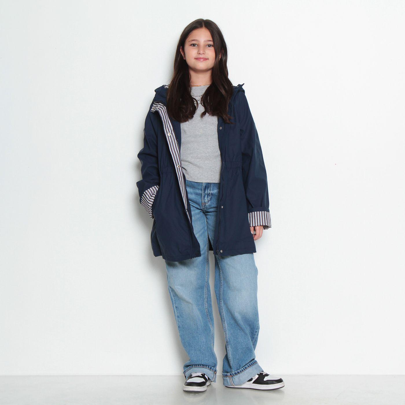 Chaqueta Impermeable Manga Larga Con Capucha NiÑa-5