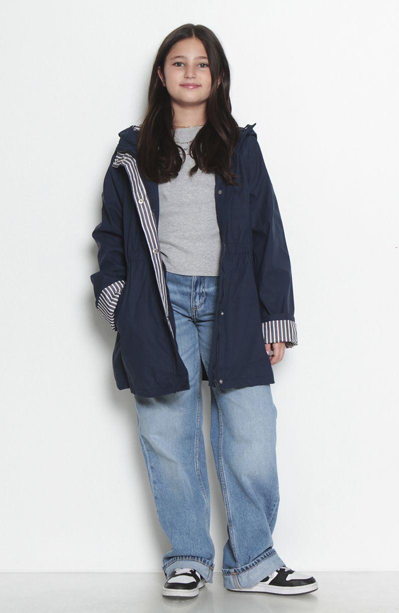 Chaqueta Impermeable Manga Larga Con Capucha NiÑa-1