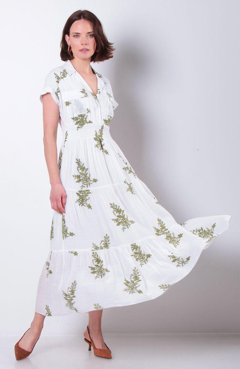 Vestido Bordado Marga Corta Con Bolsillo-0