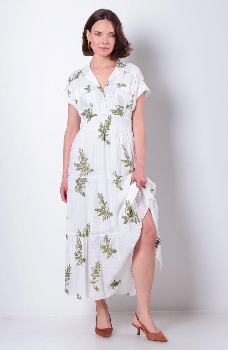Vestido Bordado Marga Corta Con Bolsillo-2