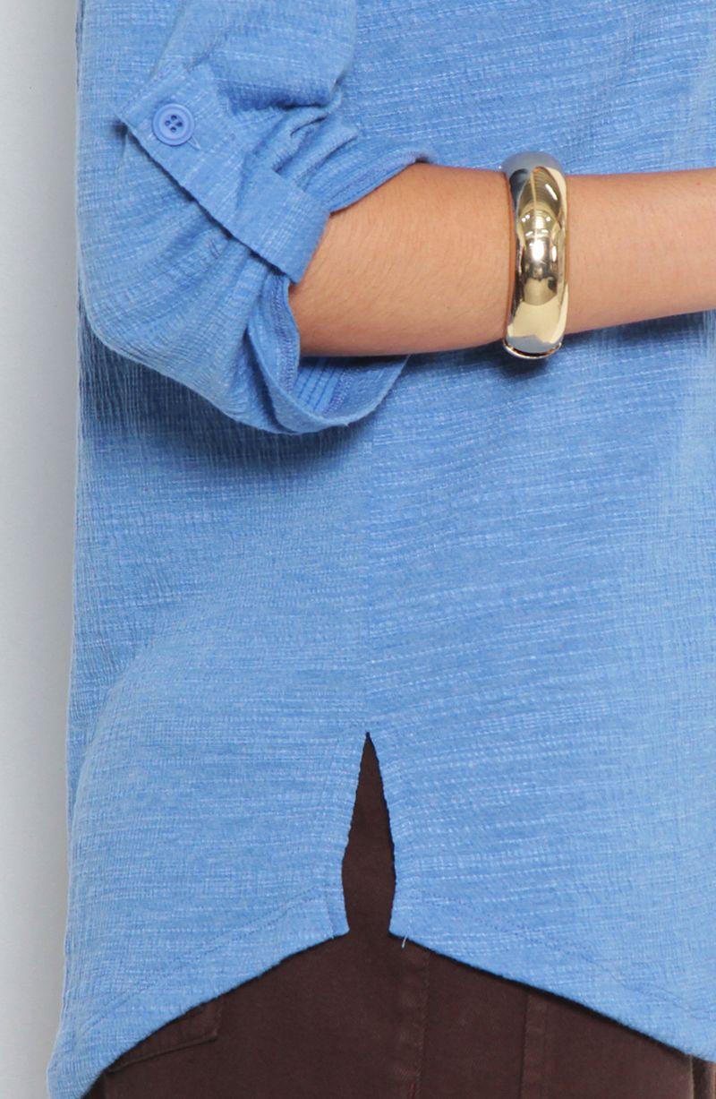 Blusa Manga 3/4 Abotonado En Delantero Con Bolsillo Escote V-4
