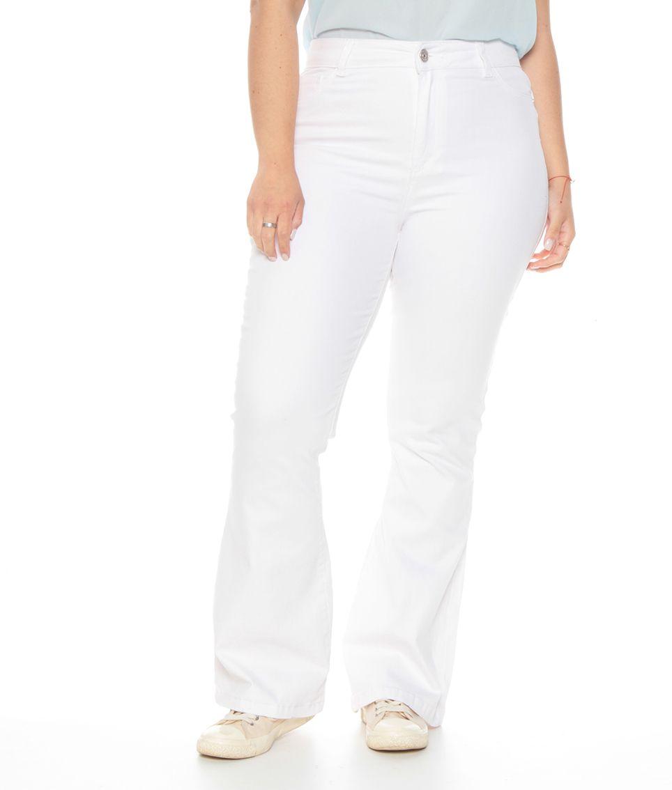 Jeans Basico Flare Tiro Alto Pretina Basica Un Boton-0